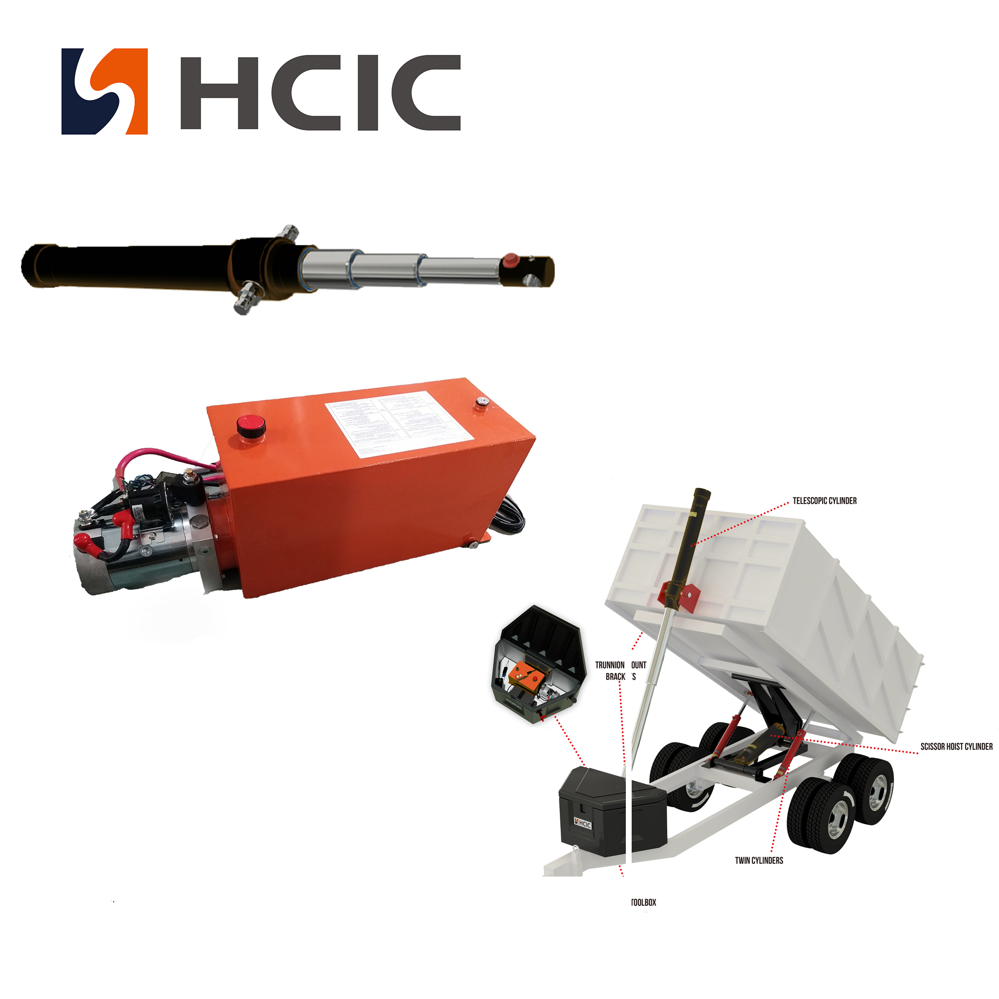 HCIC retegit Foedus et Potens Hydraulic Cylindri et Power Unit for Small Trailers