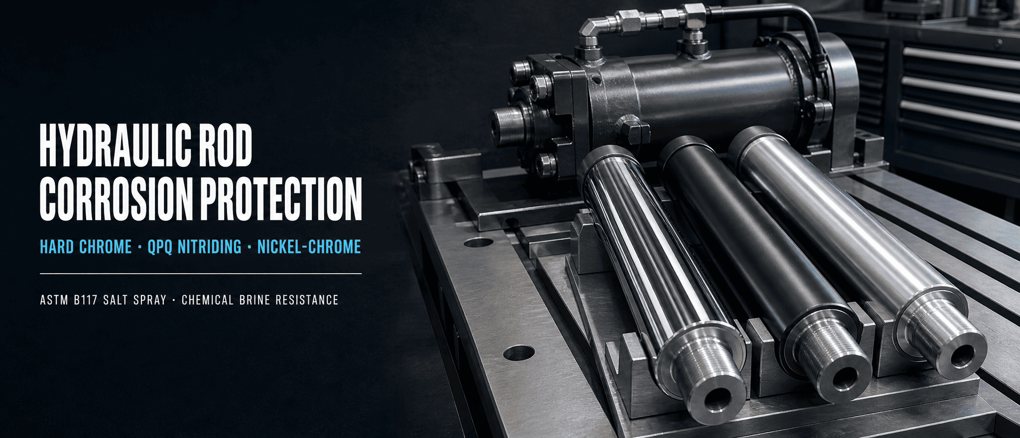 Hydraulic Cylinder Rod ROSIO Praesidium: Ferreus Chrome vs. QPQ vs. Nickel-Chrome in dura Environments