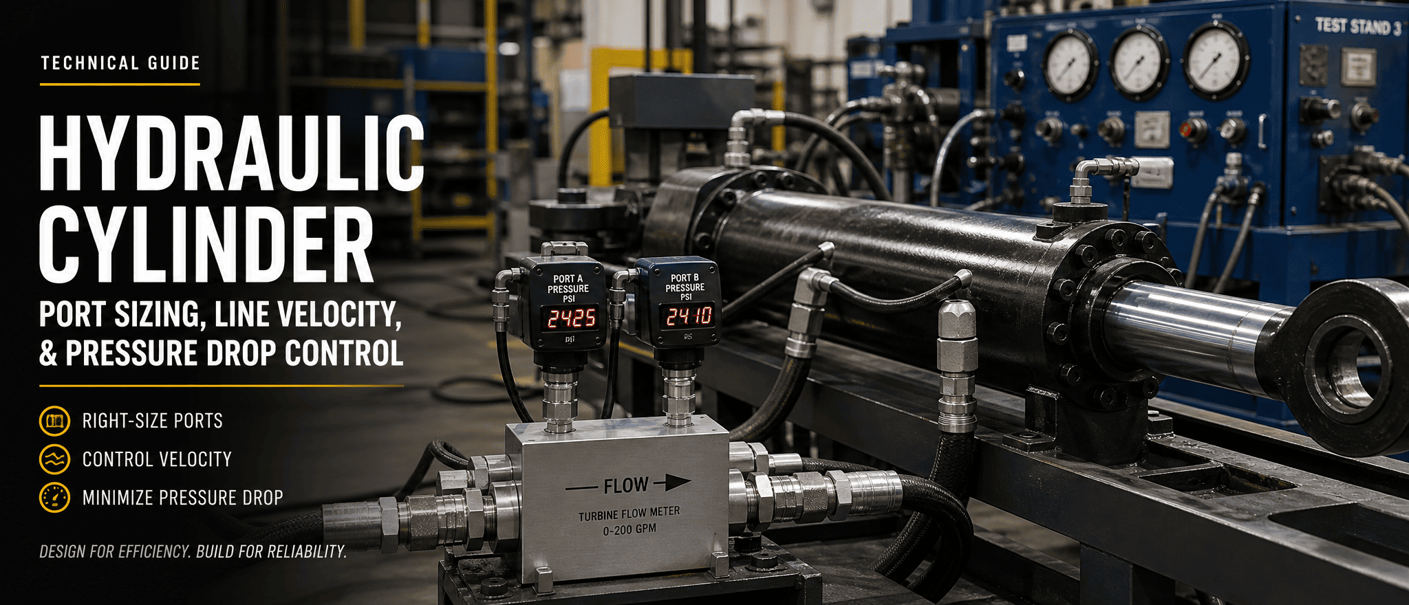 Hydraulic Cylindri Portus sizing ac Line Velocitas: Quam ad Imperium Pressure Occumbo et fluunt STRANGULATIO in Summus Fluxus Circuitus